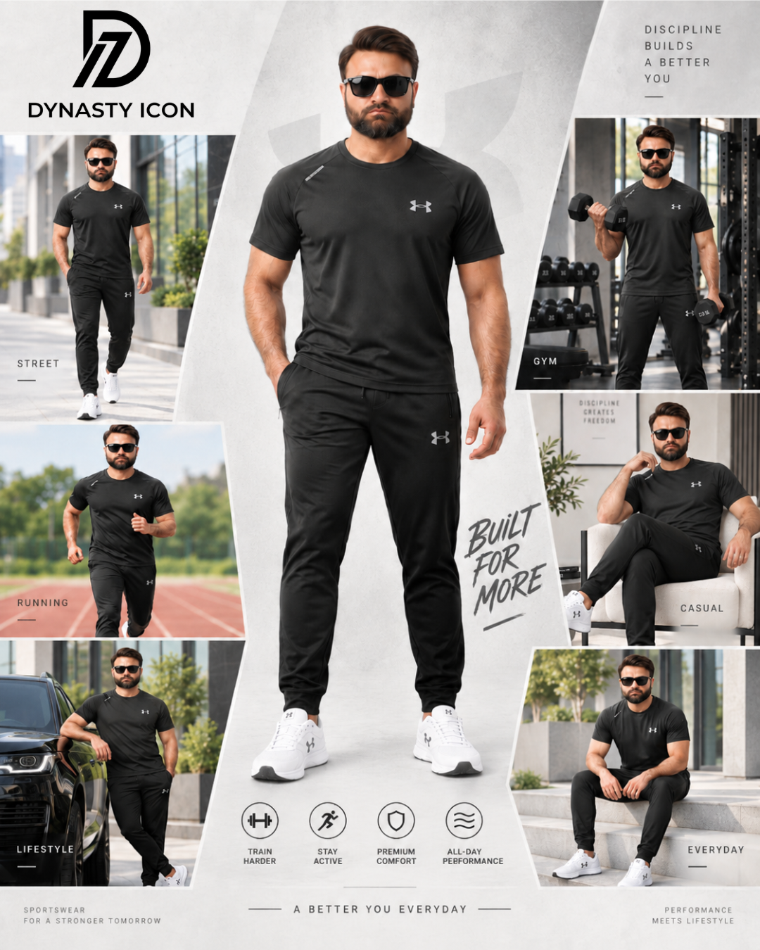 Men's Dark Charcoal Performance Tracksuit