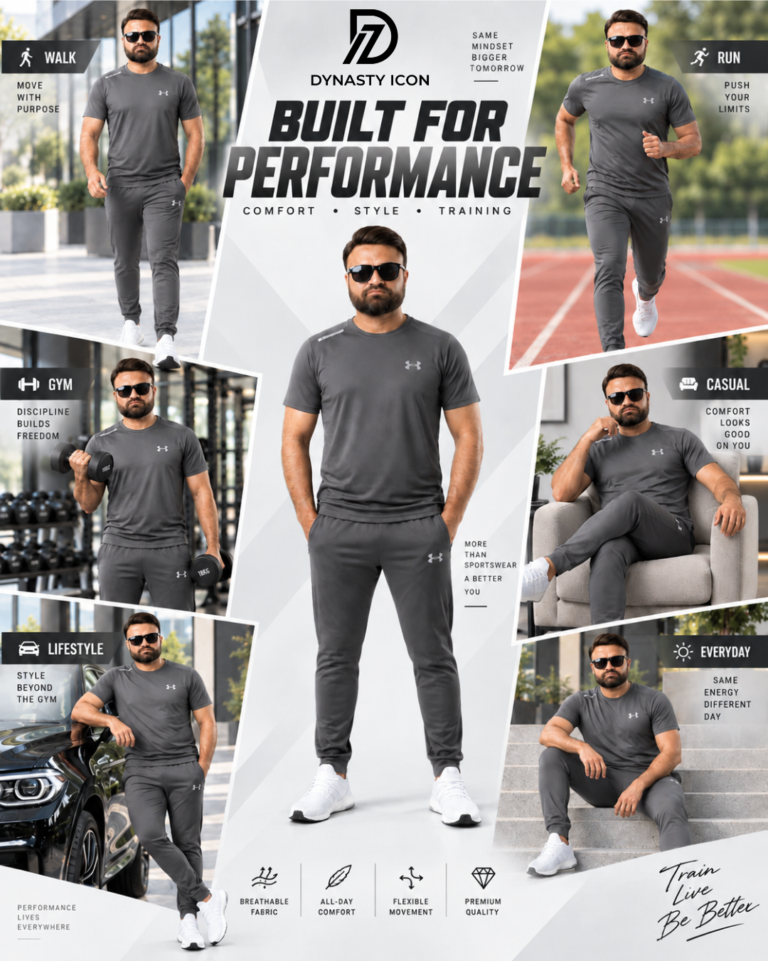 Men's Classic Slate Grey Performance Tracksuit