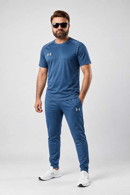 Men's Steel Blue Performance Athletic Tracksuit