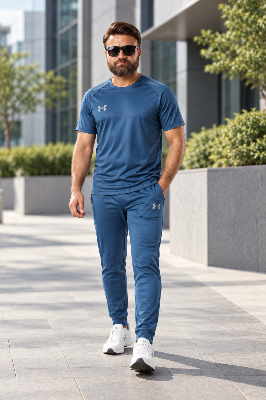 Men's Steel Blue Performance Athletic Tracksuit