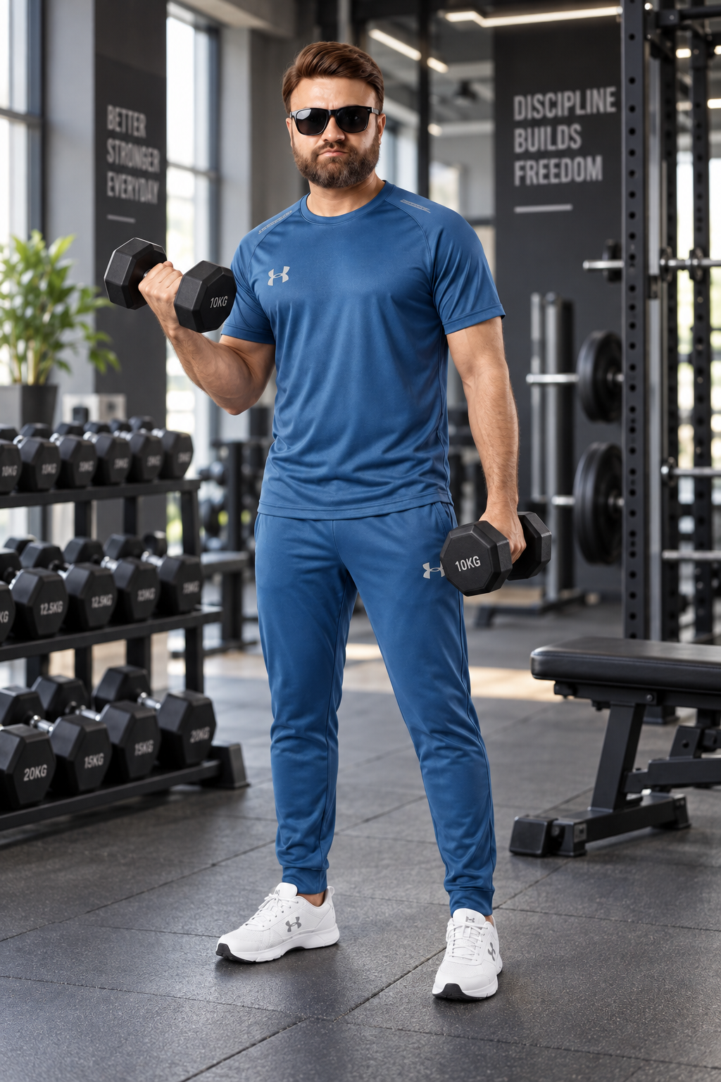 Men's Steel Blue Performance Athletic Tracksuit