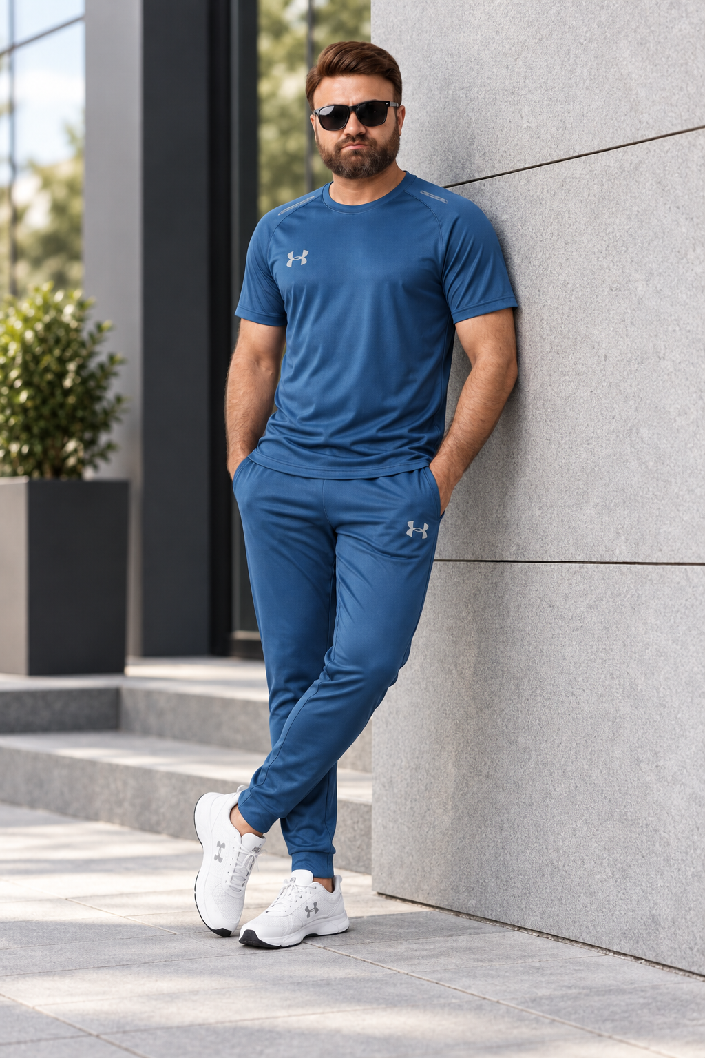 Men's Steel Blue Performance Athletic Tracksuit
