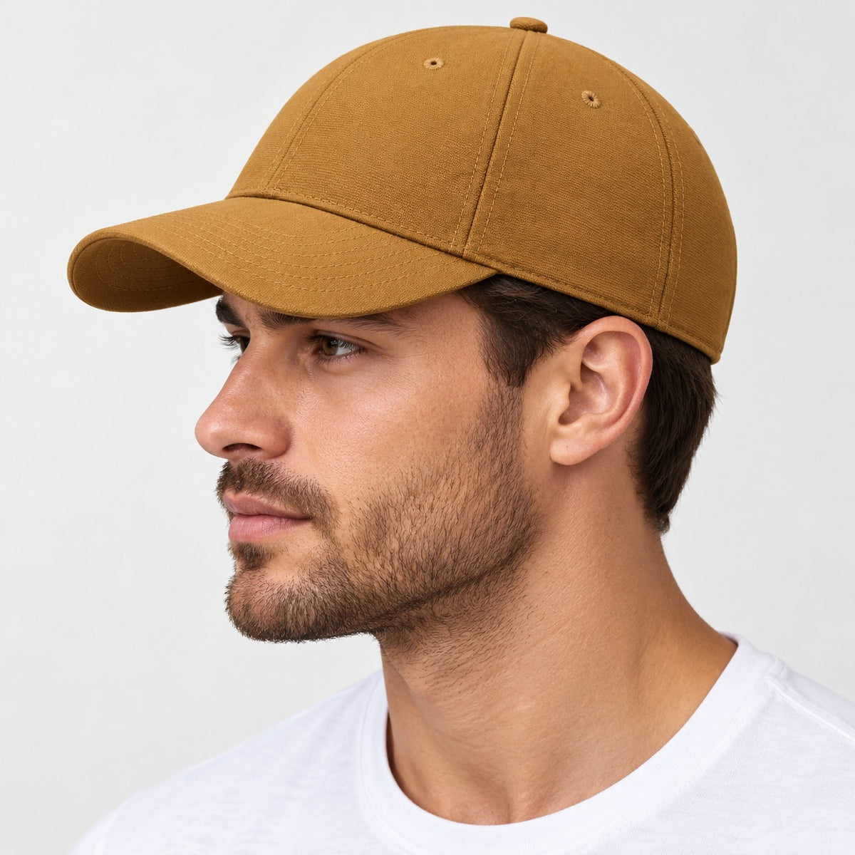 Dynasty Icon Fitted Mustard Casual Baseball Cap | Solid Structured Streetwear Cap