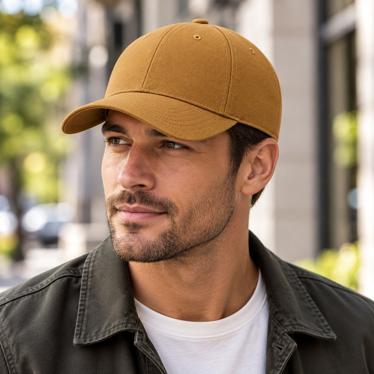 Dynasty Icon Fitted Mustard Casual Baseball Cap | Solid Structured Streetwear Cap
